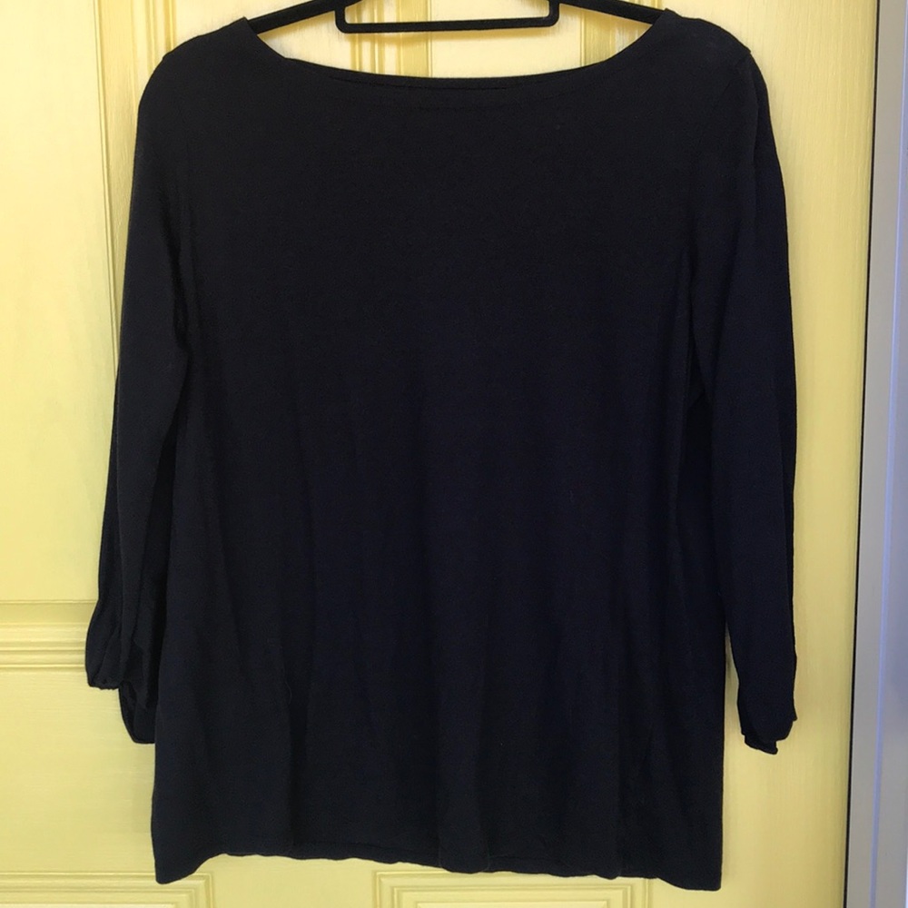 Talbots Size X 3/4 Sleeve Black Tee